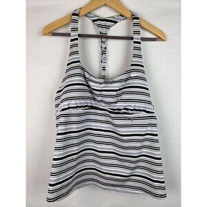 Nike Swim Women's Tankini Top Size XL Gray Black Stripes Swim Swimsuit Top
